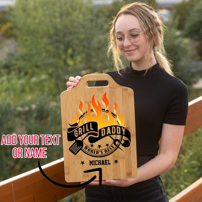 Father's Day Gifts for Dad, Personalized Bamboo Cutting Board, World's Best Grill Daddy, Gift for Fathers Birthday