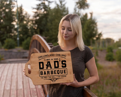 Father's Day Gifts for Dad, The Man, The Legend, Grilling and Chilling Dad's Barbeque Bamboo Cutting Board, Birthday Gift For Dad