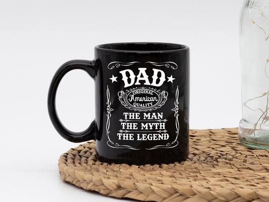 Fathers Day Gift/ The Man The Myth The Legend/ Black Coffee Mug