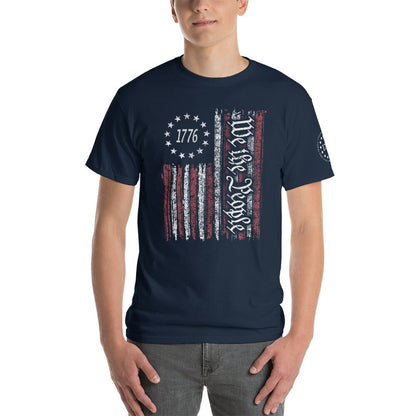 Patriotic Tshirt, We The People Flag Shirt, Vintage USA Flag 1776, When Tyranny Becomes Law Rebellion Becomes Law Emblem on Sleeve