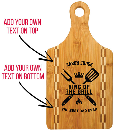 Father's Day Gifts for Dad, Personalized Bamboo Cutting Board for Grill Master, Step Up Dad - Gift for Grandpa, Daddy, Best Dad, Uncle