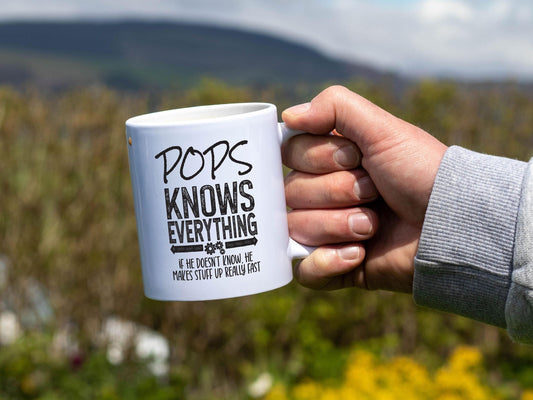 Pops Knows Everything/Funny Dad White Mug/Father's Day Gift