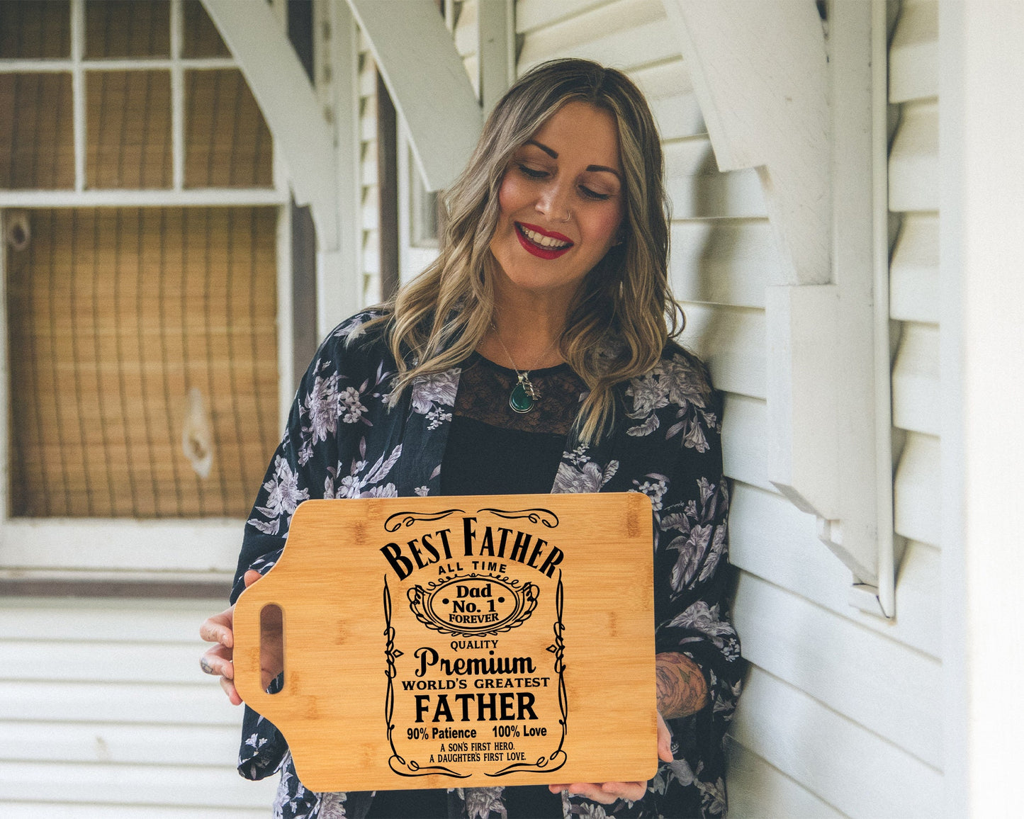 Father's Day Gifts for Dad, Personalized Bamboo Cutting Board for Best Father, Gift for Fathers Birthday