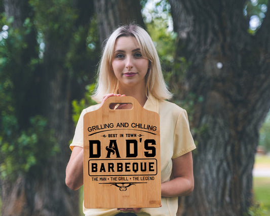 Father's Day Gifts for Dad, The Man, The Legend, Grilling and Chilling Dad's Barbeque Bamboo Cutting Board, Birthday Gift For Dad