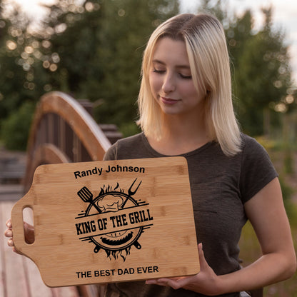 Customized Father's Day Gift for Dad/ King Of The Grill/ The Best Father Ever/ Gift for Dad's Birthday/ Love Grilling/ Bamboo Cutting Board