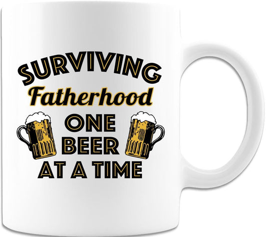 Surviving Fatherhood One Beer At A Time/White Coffee Mug/Father's Day Gift