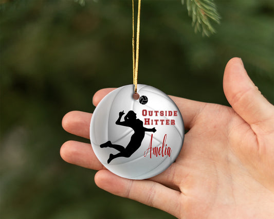 Personalized Volleyball Ornament/ Ceramic Christmas Ornament/  Custom With Names And Date/ Custom Team Name/ Volleyball Christmas Gift