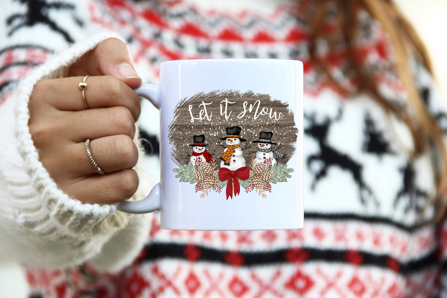 Snowman Christmas Mug/ Let It Snow/ Old Style Country/ Christmas Vintage mug/ 11oz and 15 Coffee Mug