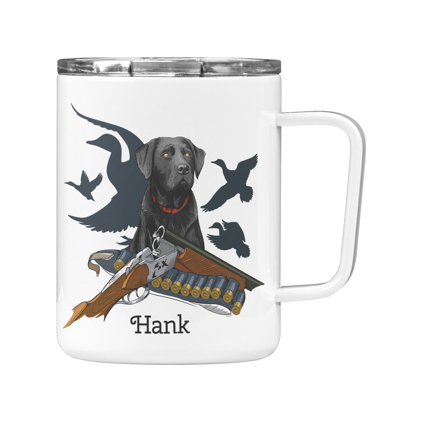 Personalized Black Lab Duck Hunting Dog/ 10oz Insulated Coffee Mug/ Customized With Name/ Christmas Gift/ Duck Hunter Gift/ Lab Dog Lover