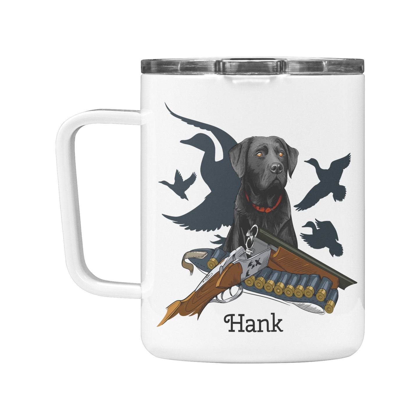 Personalized Black Lab Duck Hunting Dog/ 10oz Insulated Coffee Mug/ Customized With Name/ Christmas Gift/ Duck Hunter Gift/ Lab Dog Lover