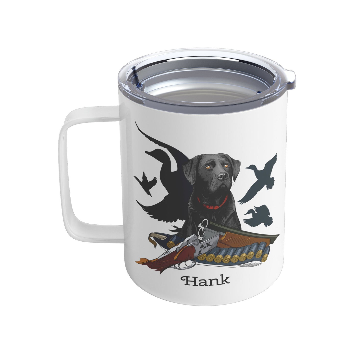 Personalized Black Lab Duck Hunting Dog/ 10oz Insulated Coffee Mug/ Customized With Name/ Christmas Gift/ Duck Hunter Gift/ Lab Dog Lover