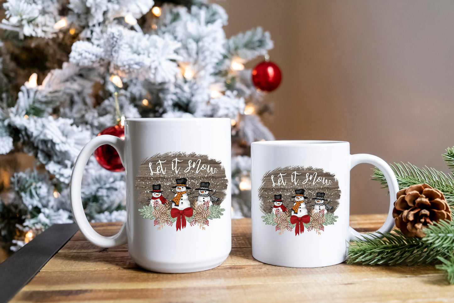 Snowman Christmas Mug/ Let It Snow/ Old Style Country/ Christmas Vintage mug/ 11oz and 15 Coffee Mug