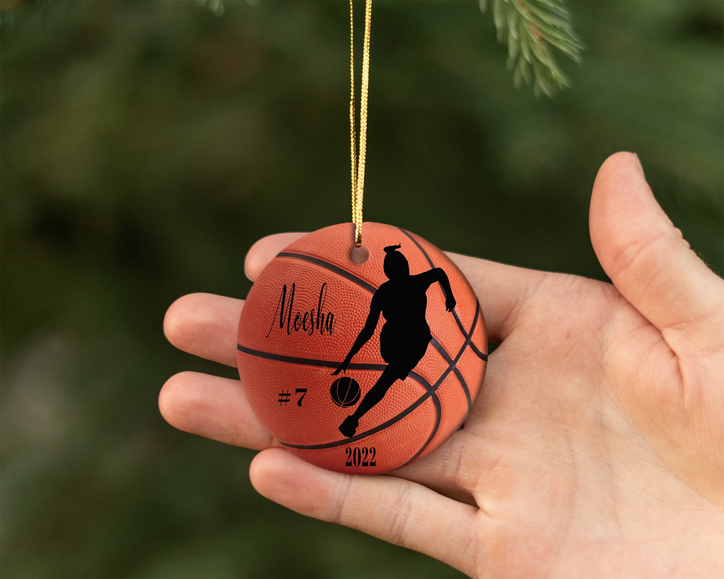 Personalized Girls and Boys Basketball Ornament/ Ceramic Christmas Ornament/  Custom With Names And Date/ Basketball Christmas Gift