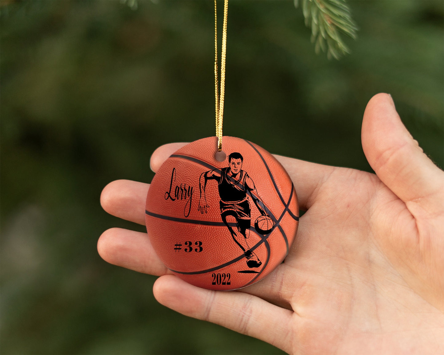 Personalized Girls and Boys Basketball Ornament/ Ceramic Christmas Ornament/  Custom With Names And Date/ Basketball Christmas Gift