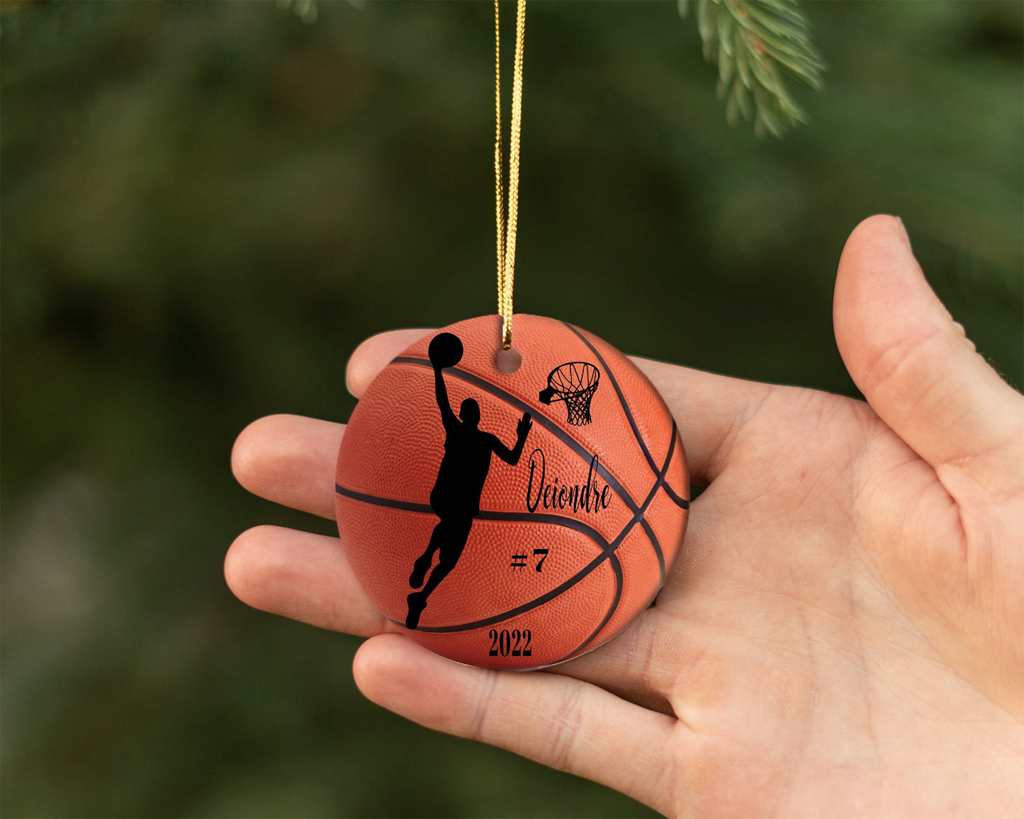 Personalized Girls and Boys Basketball Ornament/ Ceramic Christmas Ornament/  Custom With Names And Date/ Basketball Christmas Gift