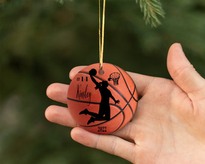 Personalized Girls and Boys Basketball Ornament/ Ceramic Christmas Ornament/  Custom With Names And Date/ Basketball Christmas Gift