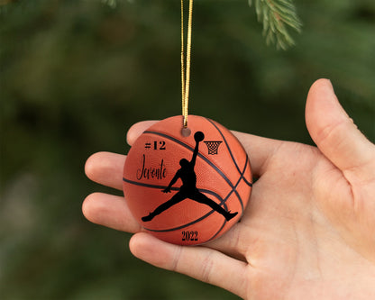 Personalized Girls and Boys Basketball Ornament/ Ceramic Christmas Ornament/  Custom With Names And Date/ Basketball Christmas Gift