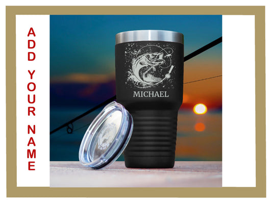 Personalized  Polar Camel 30 oz Ringneck Coffee Tumbler/ Fisherman Gift/ Father's Day/Groomsmen Fishing Laser Birthday Present