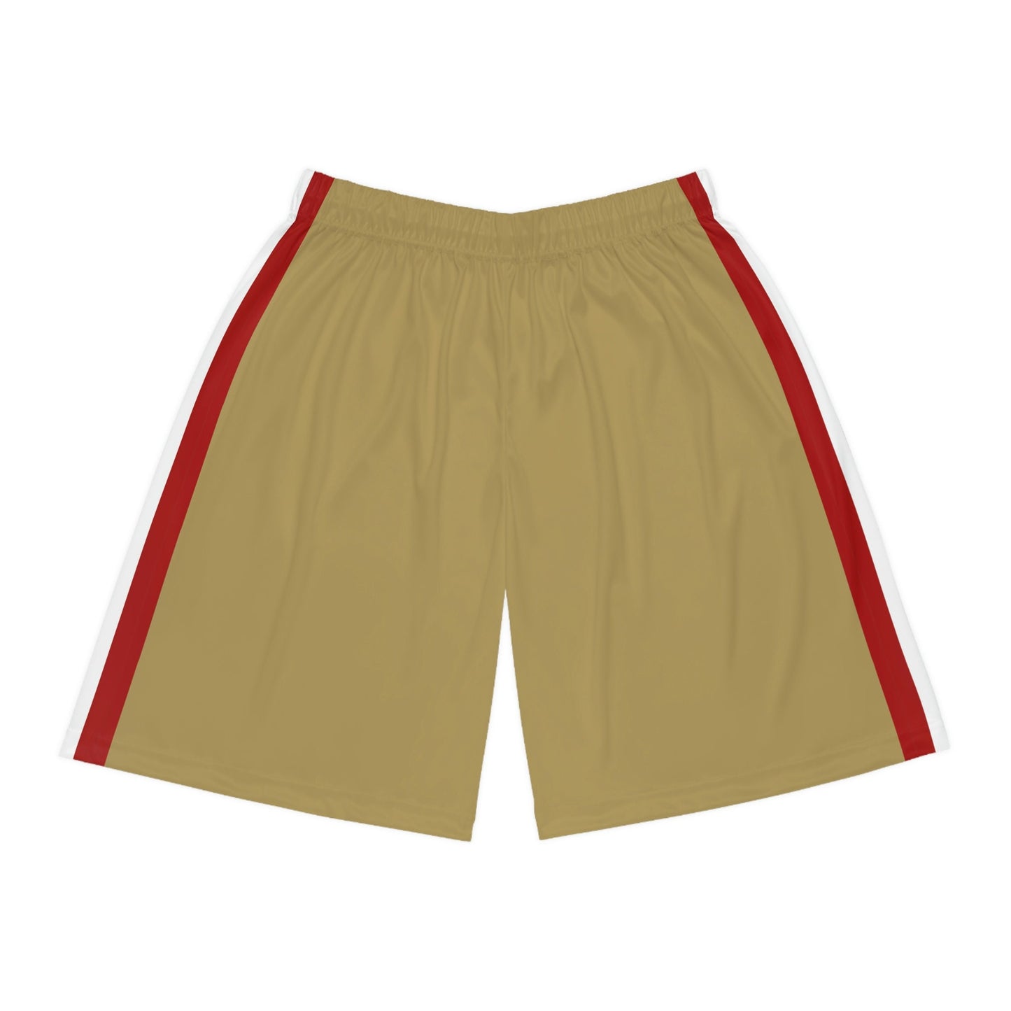 San Francisco Men's Athletic Shorts/Team Colors Gold With Red And White Stripes/Men's Football Style Shorts/ Game Day Ready