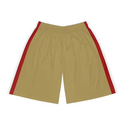 San Francisco Men's Athletic Shorts/Team Colors Gold With Red And White Stripes/Men's Football Style Shorts/ Game Day Ready