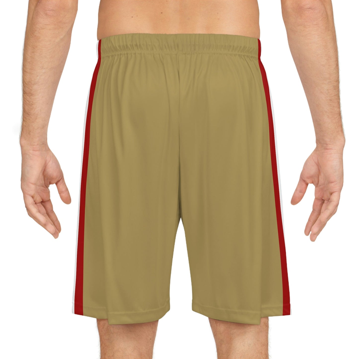 San Francisco Men's Athletic Shorts/Team Colors Gold With Red And White Stripes/Men's Football Style Shorts/ Game Day Ready