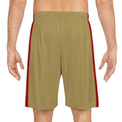 San Francisco Men's Athletic Shorts/Team Colors Gold With Red And White Stripes/Men's Football Style Shorts/ Game Day Ready