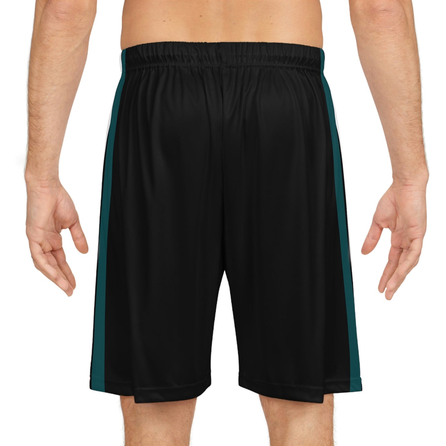 Philadelphia Men's Football Shorts/Team Colors Black With Green And White Stripe/Men's Football Style Sport Shorts