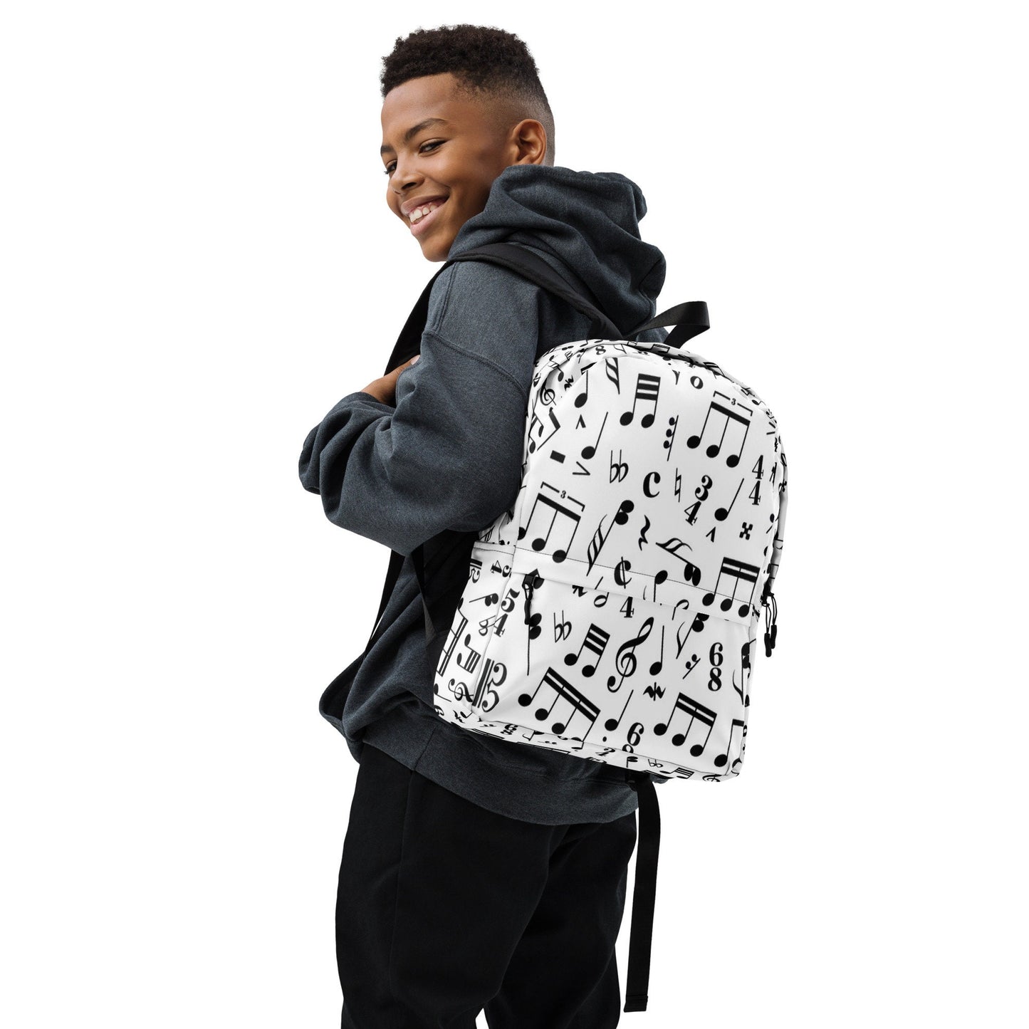 Musical Notes Print Backpack | Water-Resistant | Laptop Compartment | Back to School