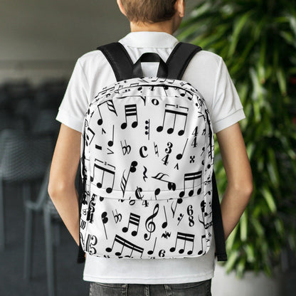 Musical Notes Print Backpack | Water-Resistant | Laptop Compartment | Back to School