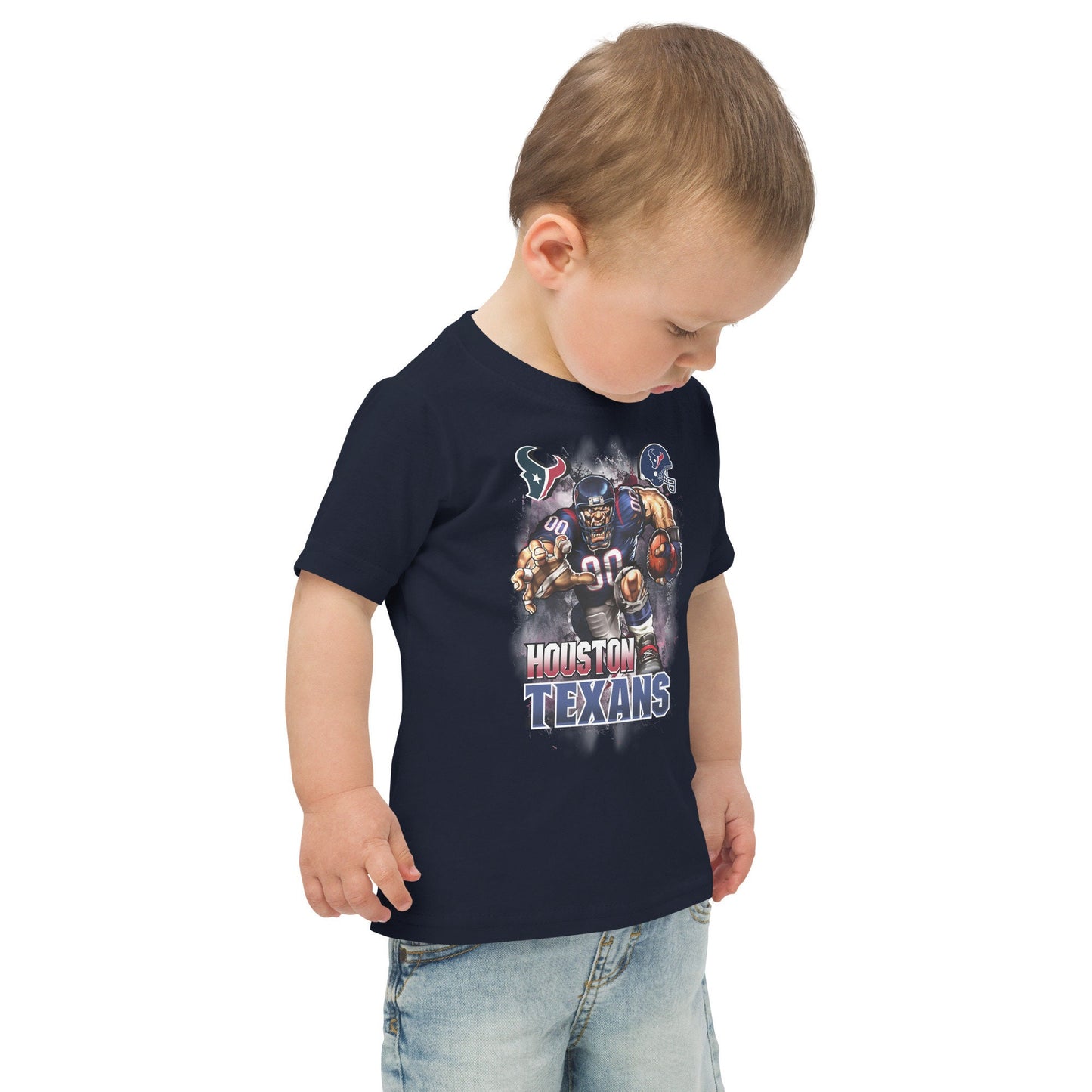 Texans Toddler Jersey T-Shirt/Team Colors With Deep Steel Blue And Battle Red Design/Cute Toddler Football Shirt