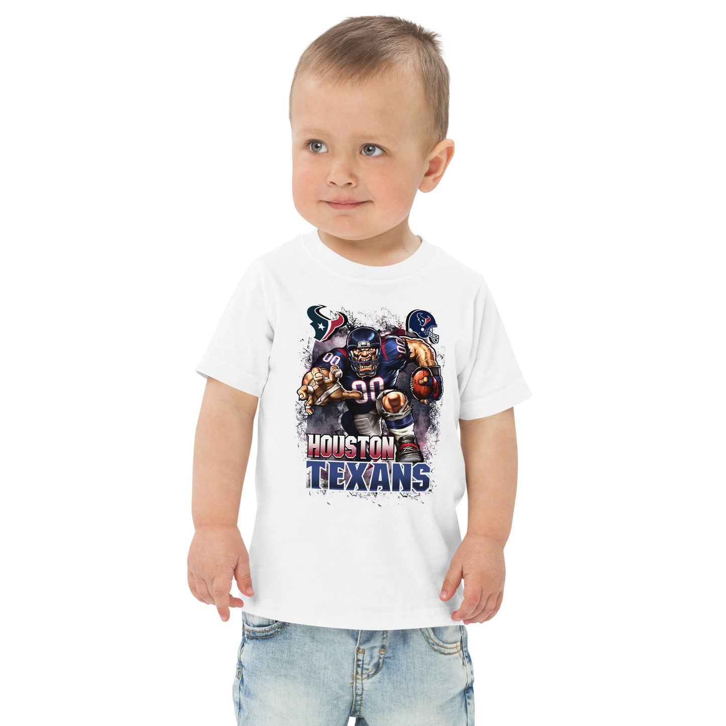 Texans Toddler Jersey T-Shirt/Team Colors With Deep Steel Blue And Battle Red Design/Cute Toddler Football Shirt