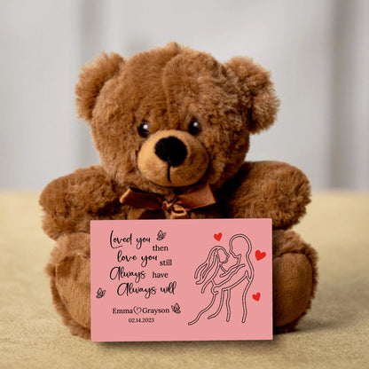 Soft Personalized Teddy Bear - Custom Message Card With Different Color Backgrounds - Perfect Valentine's Gift