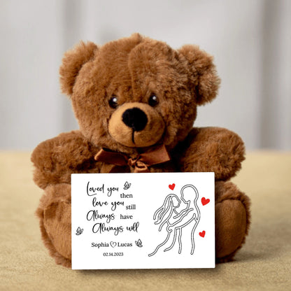 Soft Personalized Teddy Bear - Custom Message Card With Different Color Backgrounds - Perfect Valentine's Gift