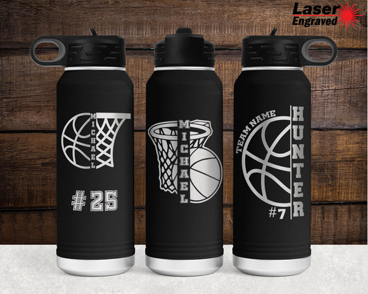 Personalized 32 oz Basketball Player Sports Water Bottle | Laser Engraved Polar Camel Double Wall Water Bottle No Spill | Hot & Cold Drink