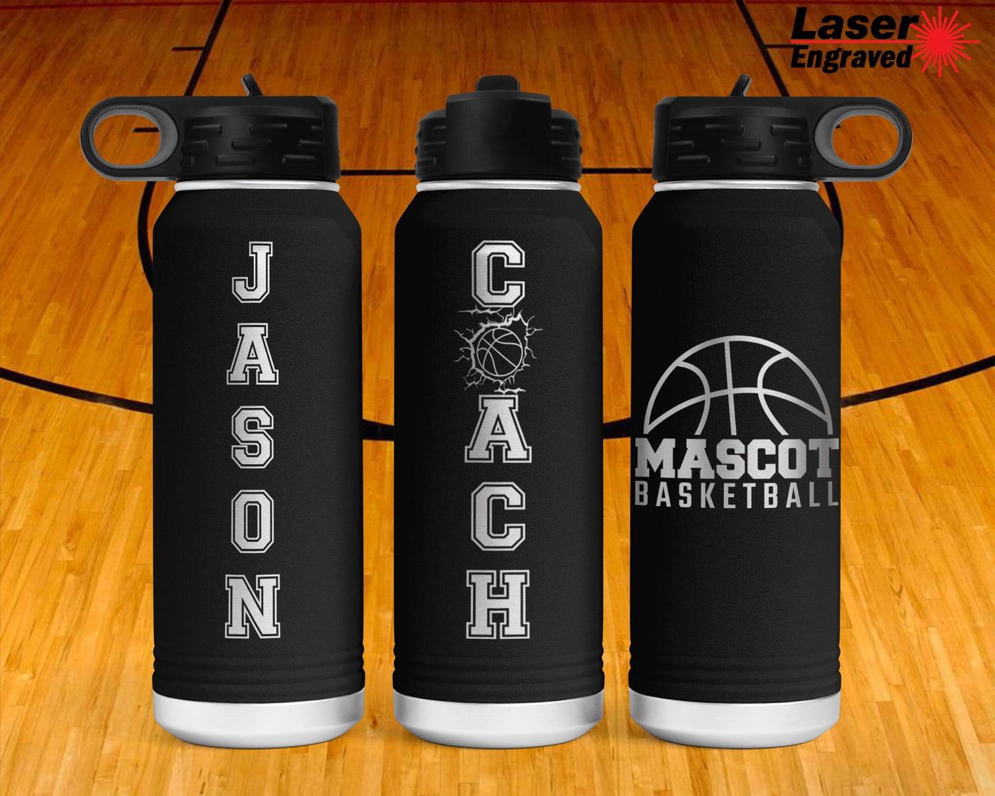 Personalized 32 oz Basketball Player Sports Water Bottle | Laser Engraved Polar Camel Double Wall Water Bottle No Spill | Hot & Cold Drink