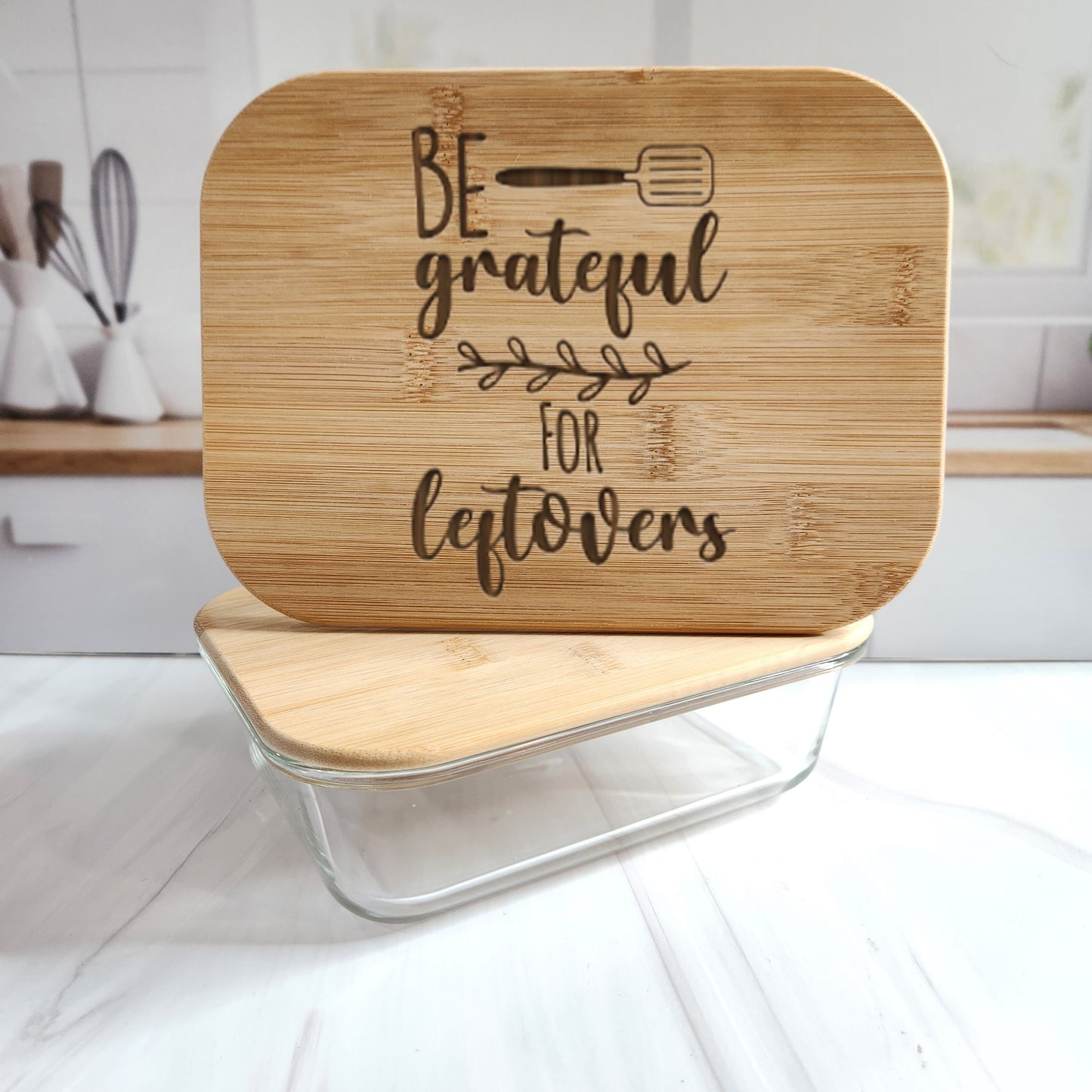 Personalized Glass Containers, Eco-Friendly Bamboo Lids, Ideal for Meal Prep and Leftovers, Perfect Wedding or Shower Gifts, New Home Gifts