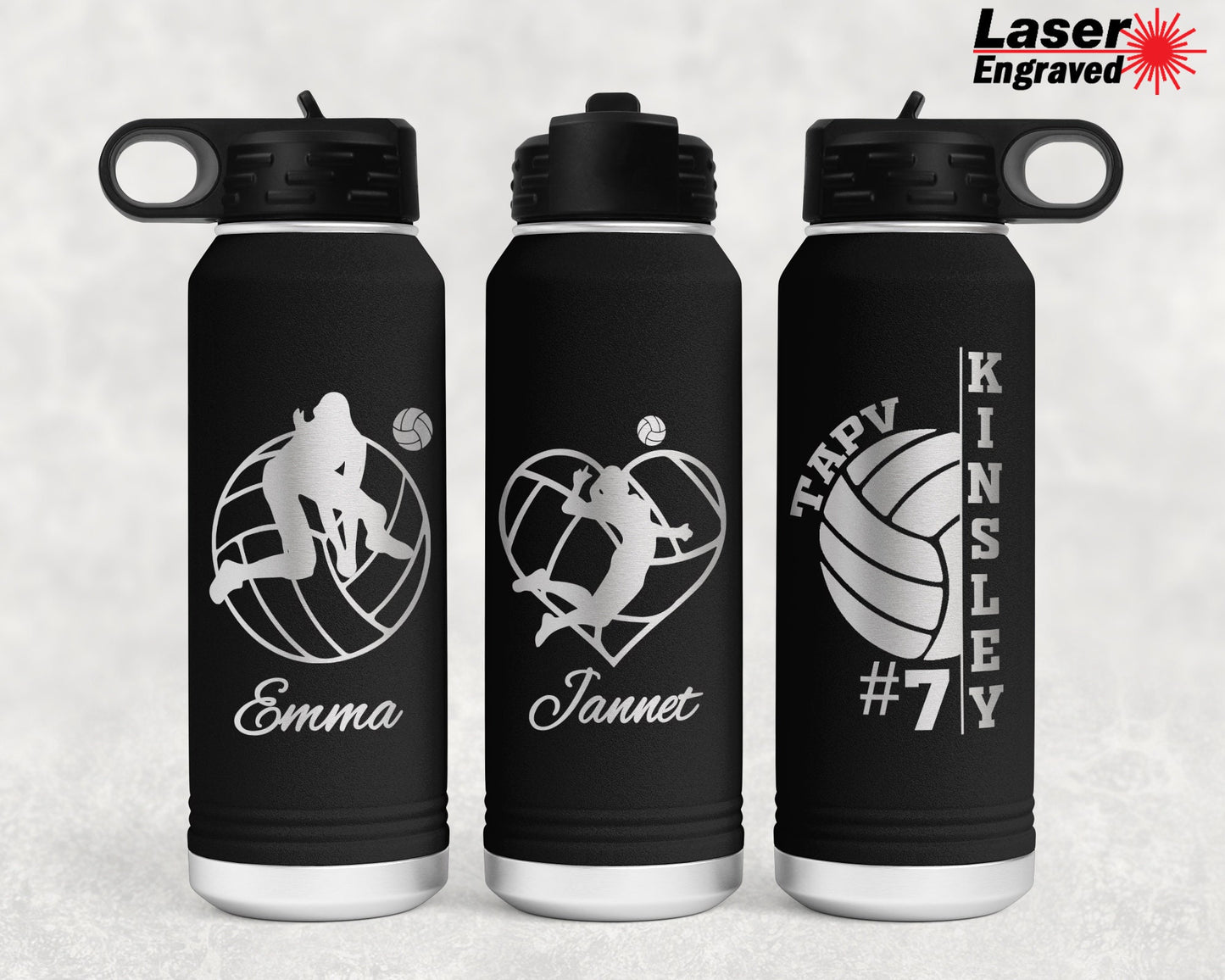 Personalized 32 oz Volleyball Player Sports Water Bottle | Laser Engraved Polar Camel Double Wall Water Bottle No Spill | Hot & Cold Drink