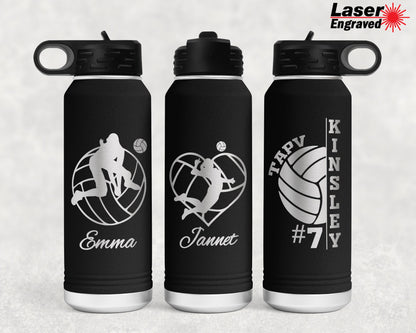 Personalized 32 oz Volleyball Player Sports Water Bottle | Laser Engraved Polar Camel Double Wall Water Bottle No Spill | Hot & Cold Drink