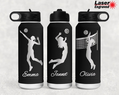 Personalized 32 oz Volleyball Player Sports Water Bottle | Laser Engraved Polar Camel Double Wall Water Bottle No Spill | Hot & Cold Drink