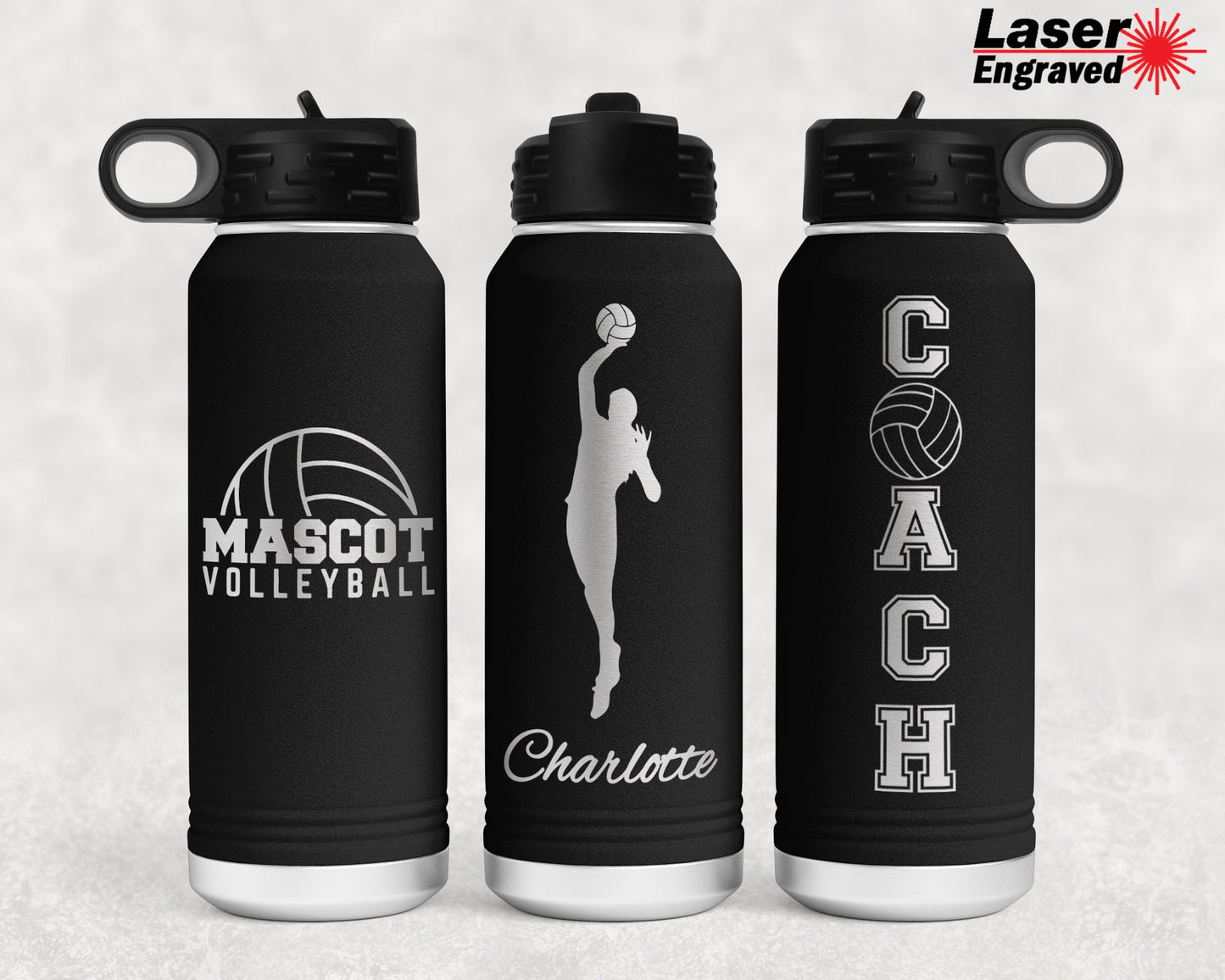 Personalized 32 oz Volleyball Player Sports Water Bottle | Laser Engraved Polar Camel Double Wall Water Bottle No Spill | Hot & Cold Drink