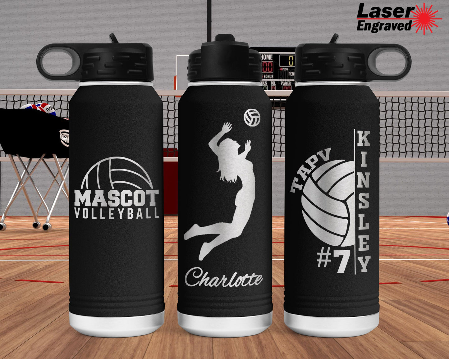 Personalized 32 oz Volleyball Player Sports Water Bottle | Laser Engraved Polar Camel Double Wall Water Bottle No Spill | Hot & Cold Drink