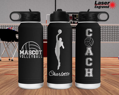 Personalized 32 oz Volleyball Player Sports Water Bottle | Laser Engraved Polar Camel Double Wall Water Bottle No Spill | Hot & Cold Drink