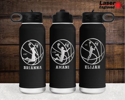 Personalized 32 oz Basketball Player Sports Water Bottle | Laser Engraved Polar Camel Double Wall Water Bottle No Spill | Hot & Cold Drink