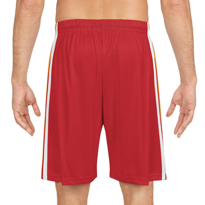 Kansas City Men's Athletic Shorts/ Team Colors Red/ Gold And White Stripes/ Men's Football Style Shorts/ Game Day Ready