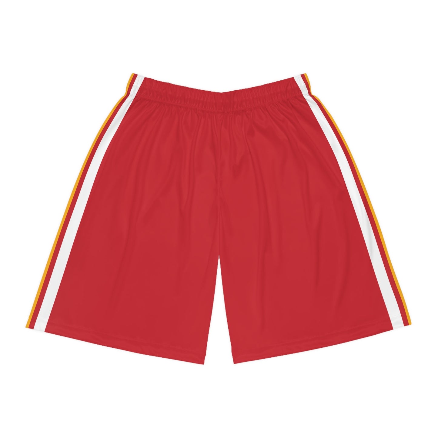 Kansas City Men's Athletic Shorts/ Team Colors Red/ Gold And White Stripes/ Men's Football Style Shorts/ Game Day Ready