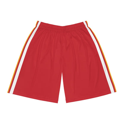 Kansas City Men's Athletic Shorts/ Team Colors Red/ Gold And White Stripes/ Men's Football Style Shorts/ Game Day Ready