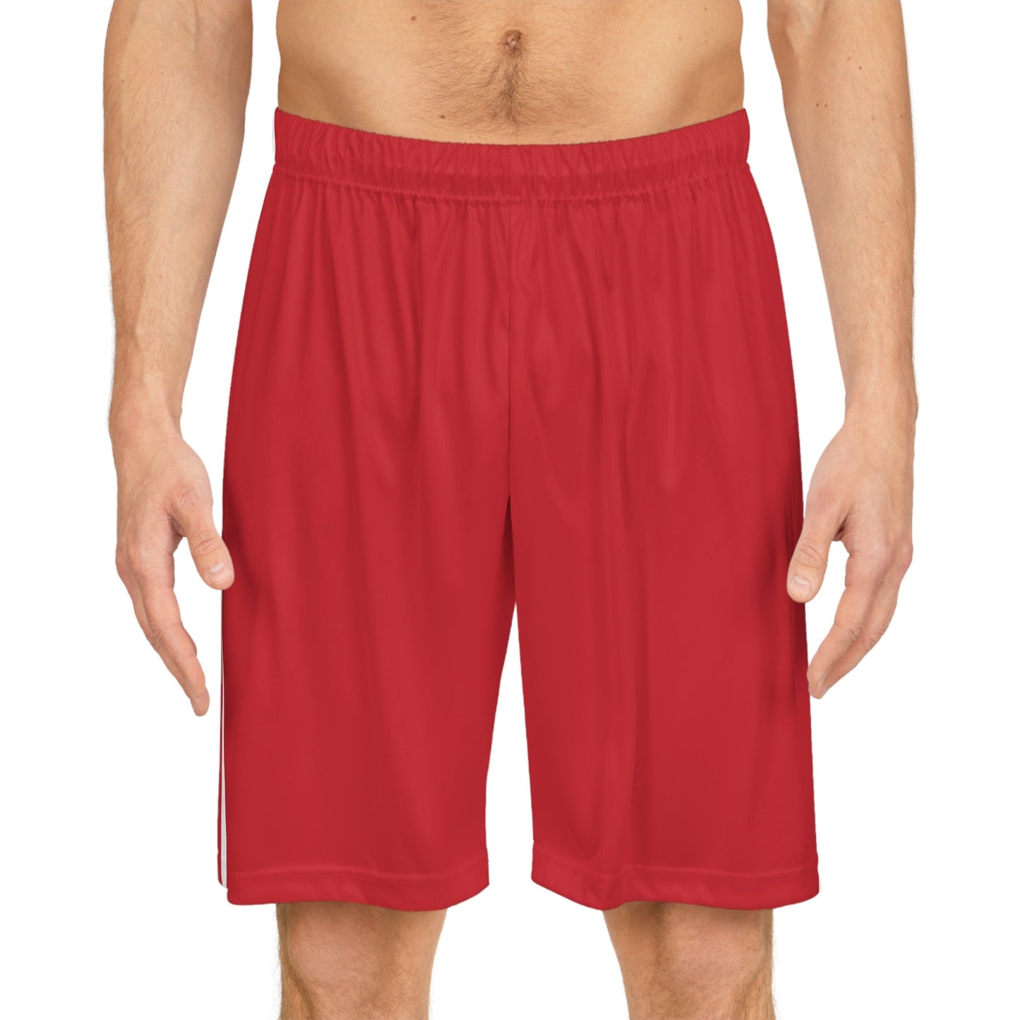 Kansas City Men's Athletic Shorts/ Team Colors Red/ Gold And White Stripes/ Men's Football Style Shorts/ Game Day Ready