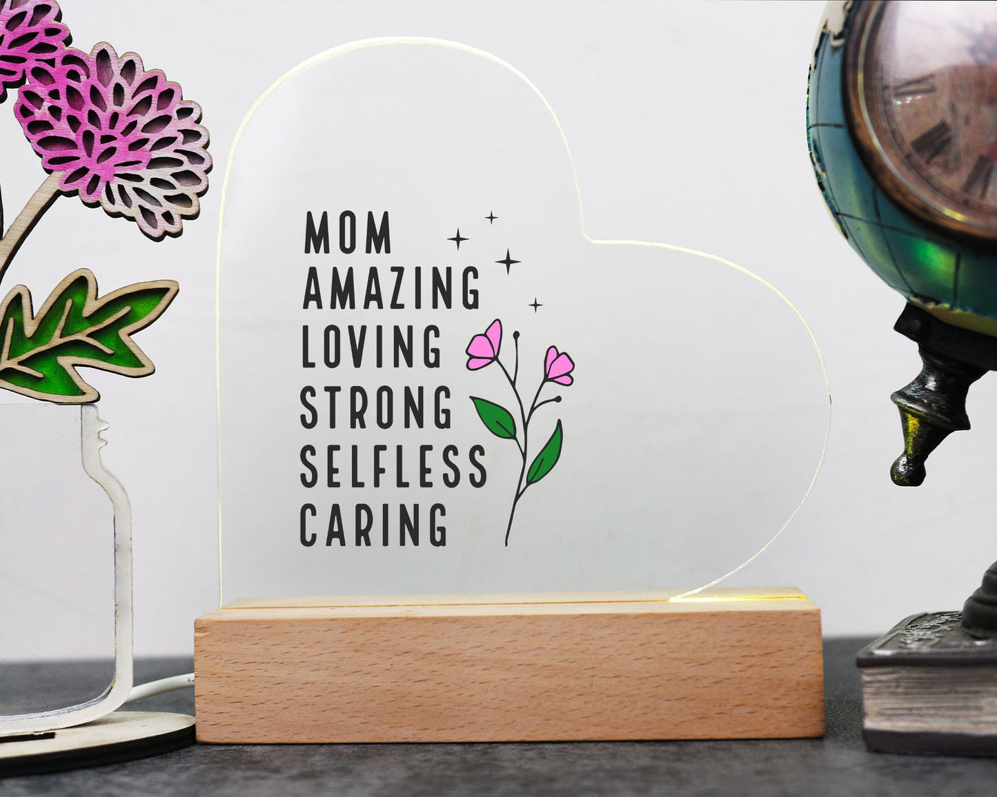 Gift for Mom - Gift Idea for MaMa - Acrylic Heart LED - Personalized Gift for Mom - Mother's Day Gift 2024 - Gift for Mother - Custom Mom