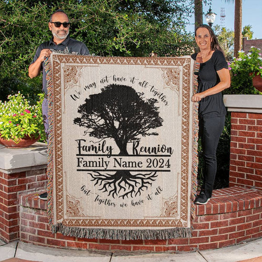 Personalized Family Reunion Woven Blanket - Customizable Keepsake - Family Legacy: Customized Name & Date Woven Blanket