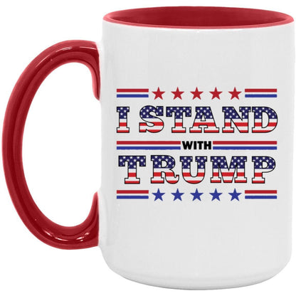 I Stand With Trump Mug, Pro America Mug, Republican Mug, Republican Gifts, Conservative Mug, Colored Mugs With Red Black and Blue Handles